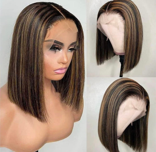 Name	13x4 Blonde Bob Wig Human Hair
Hair Material	100% Virgin Brazilian Human Hair , Clean and Healthy. Can be Dyed and Bleached
Wig Color	613 highLight Bob Lace Front Wigs. Very Pure and Takes Color Well
Wig Density	200% Density 613 Lace Frontal Wig ,