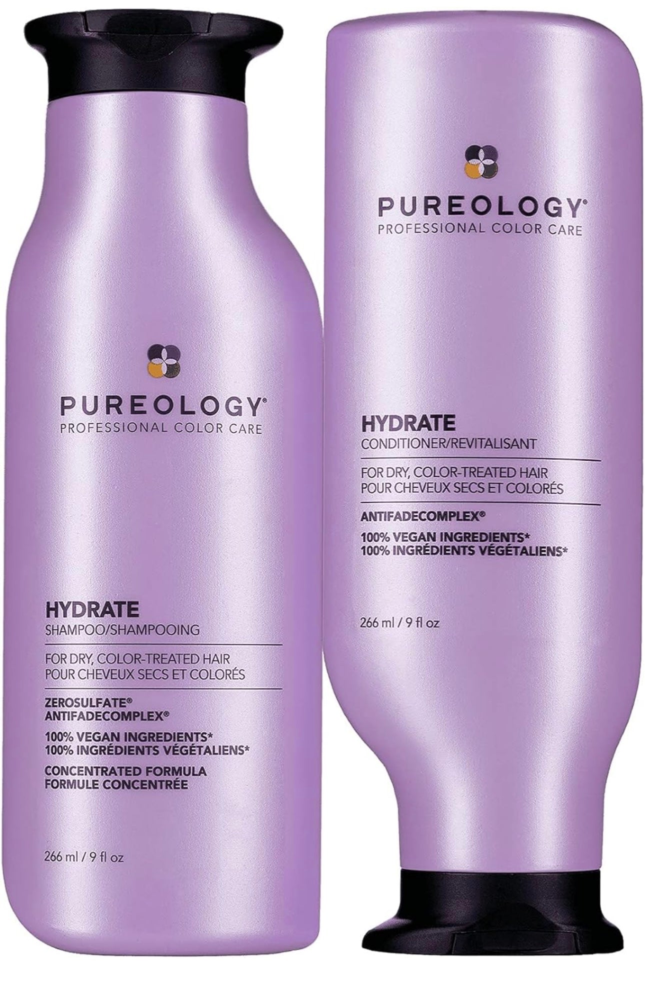 Pureology Hydrate Moisturizing Shampoo and Conditioner Set | Softens and Deeply Hydrates Dry Hair | For Medium to Thick Color Treated Hair | Sulfate-Free | Vegan