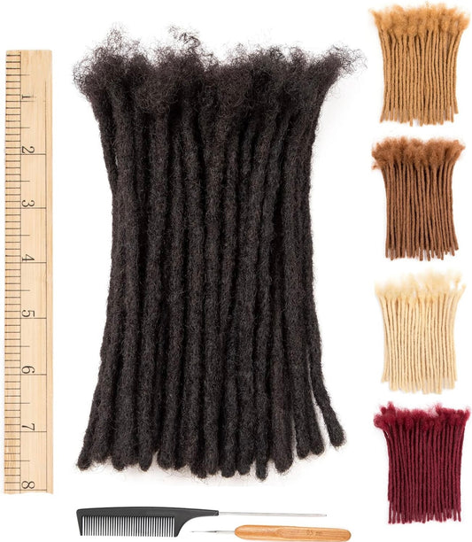 6cm Thickness 6-18 Inch 100% Real Human Hair Dreadlock Extensions for Man/Women Full Head Handmade 0.24Inch Thinner Can Be Dyed and Bleached Soft Dreadlocks with Needle and Comb, 30 Strands