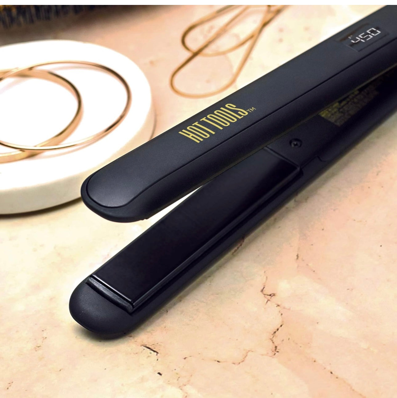 Hot Tools Pro Signature Ceramic + Tourmaline Flat Iron for Sleek Results, 1 Inch Plates