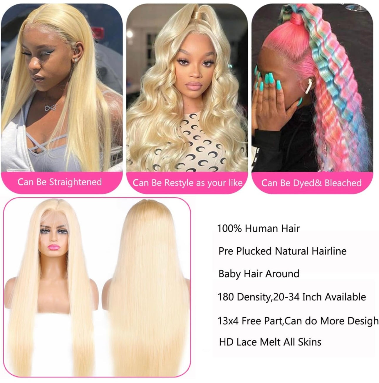 Wigs Blonde 100% human hair 20 inches