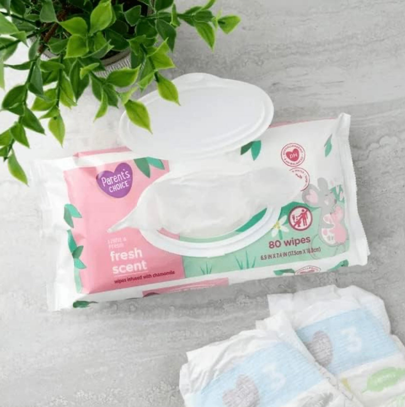 Baby Wipes Parent's Choice Light & Fresh Baby Wipes, 3 Flip-Top Packs of 80 (240 Total Wipes)