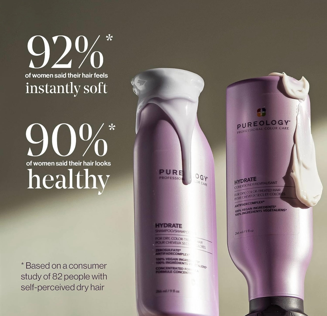 Pureology Hydrate Moisturizing Shampoo and Conditioner Set | Softens and Deeply Hydrates Dry Hair | For Medium to Thick Color Treated Hair | Sulfate-Free | Vegan