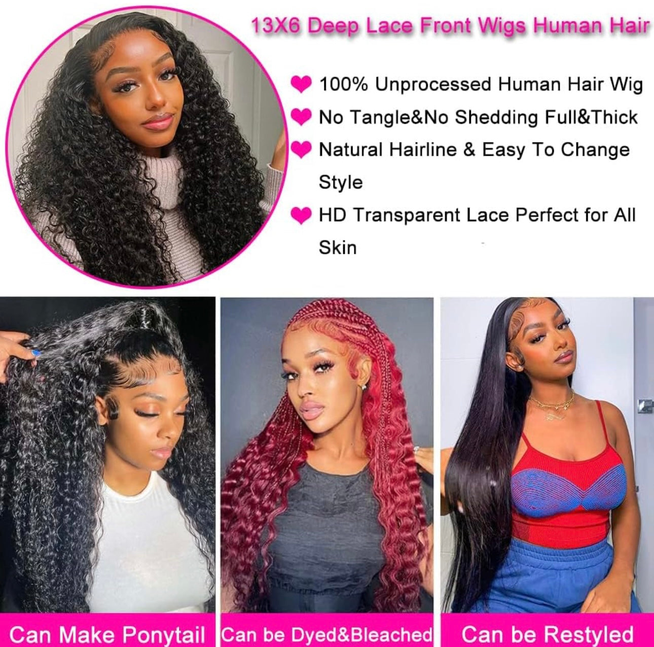 HD Transparent Lace Front Wigs Human Hair Water Wave 13x4 Lace Frontal Wigs for Women Brazilian Water Wave Human Hair Wigs with Baby Hair Pre Plucked Natural Hairline Wigs 180% density 26 Inch