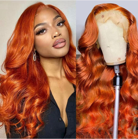 20 Inch Ginger Orange Lace Front Wig Human Hair 13X4 Brazilian Body Wave Human Lace Frontal Wig 180% Density Pre Plucked With Baby Hair for Women (20inch, Ginger Orange Body Wave Lace Front Wig)